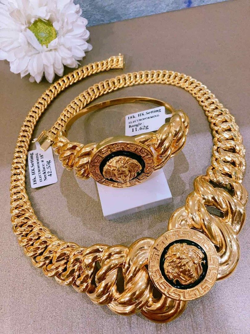 Versace Necklace 18k gold hk setting Women s Fashion Jewelry