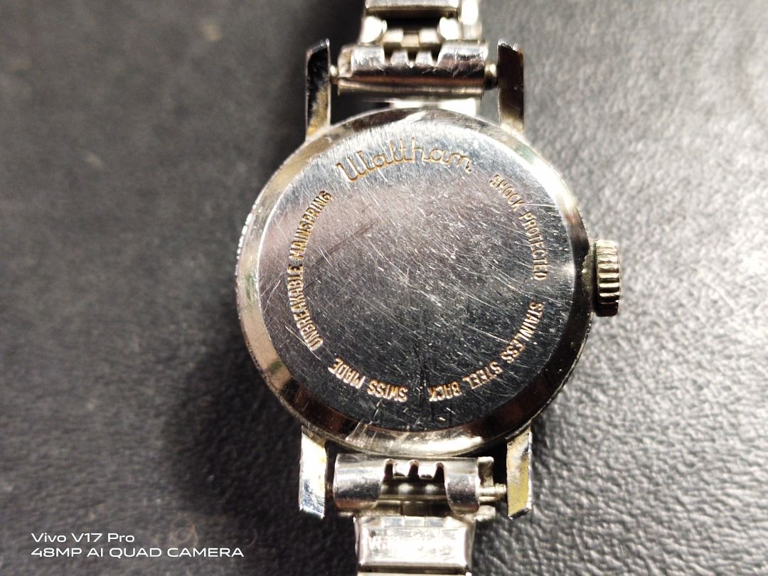 Vtg Waltham Rhinestone Mechanical Hand Winding Ladies Watch