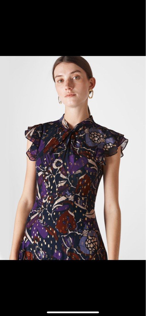 Whistles scalloped clearance collar crepe dress