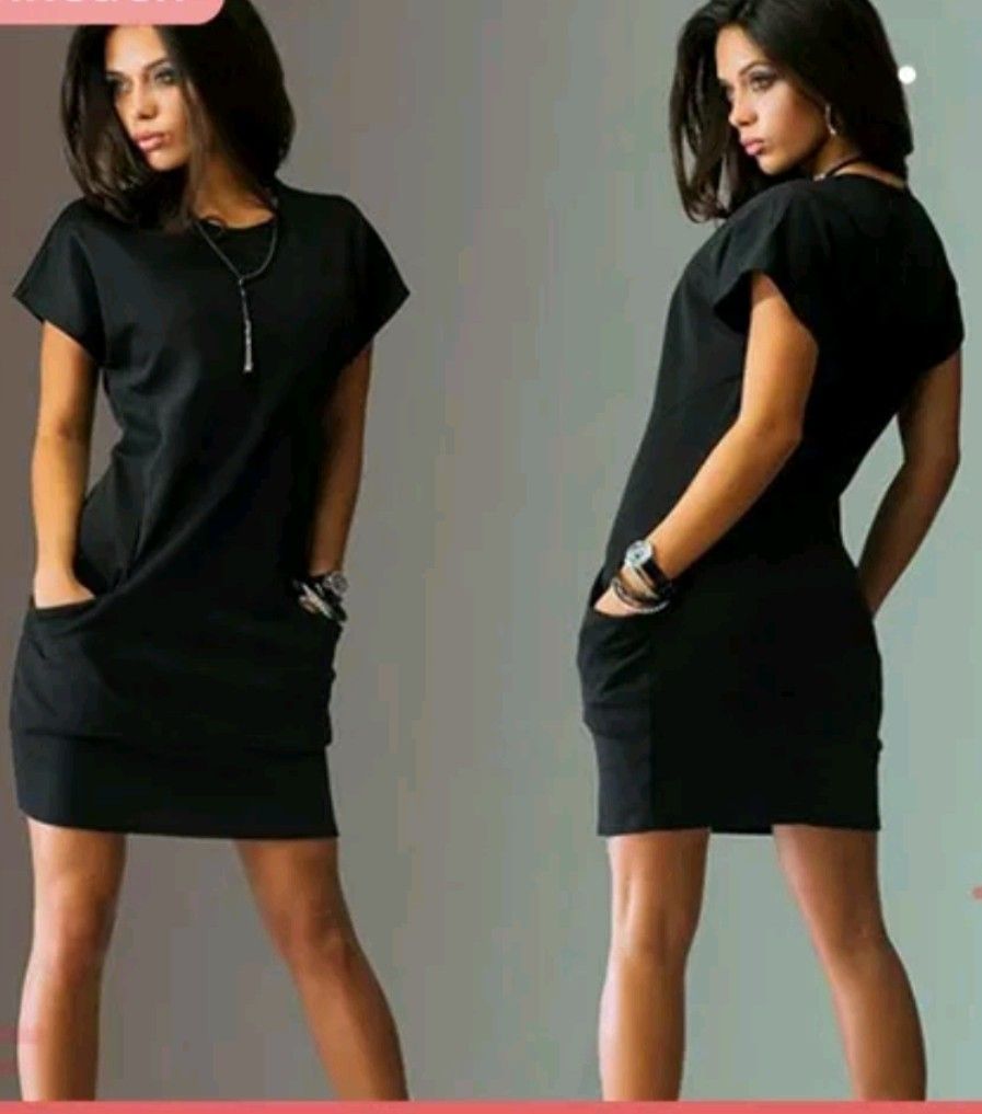 Women Fashion Summer Casual Loose Round Neck Short Sleeve Dress