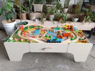 Wooden Train Table & Set with Storage