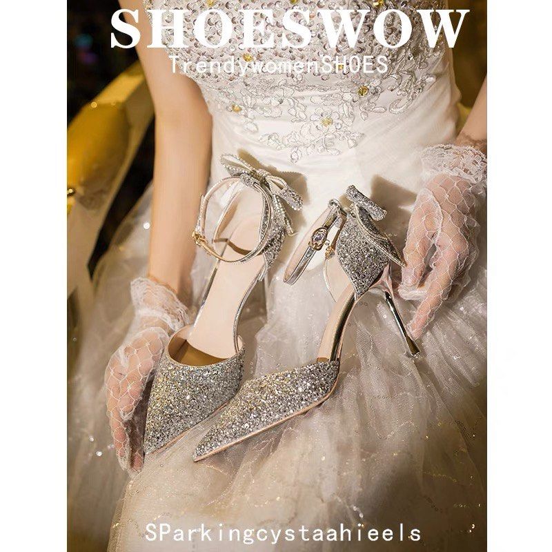 Glitter discount bow heels