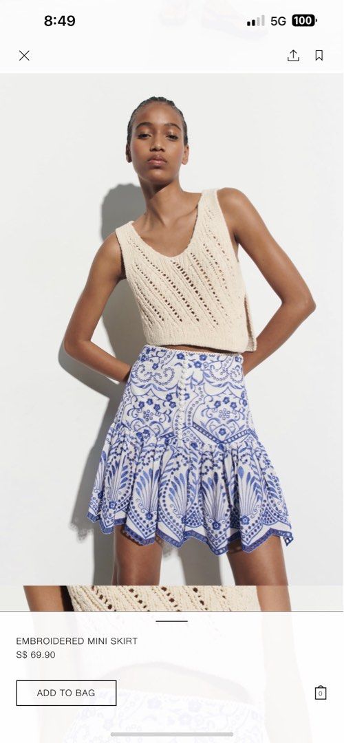 Zara EMBROIDERED MINI SKIRT