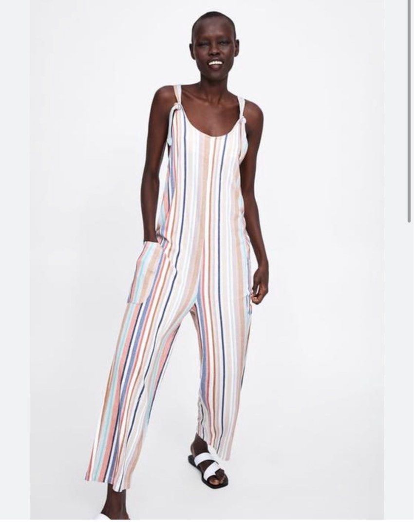 Zara linen overalls on sale