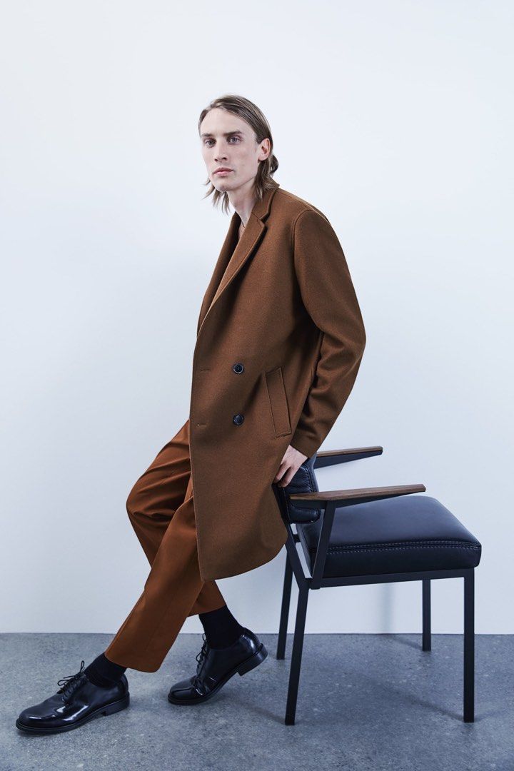 Zara brown coat mens deals
