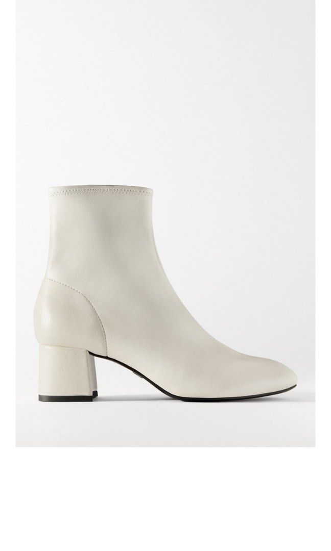 ZARA white ankle boots