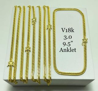 18K Saudi Gold Anklet Triple Lock