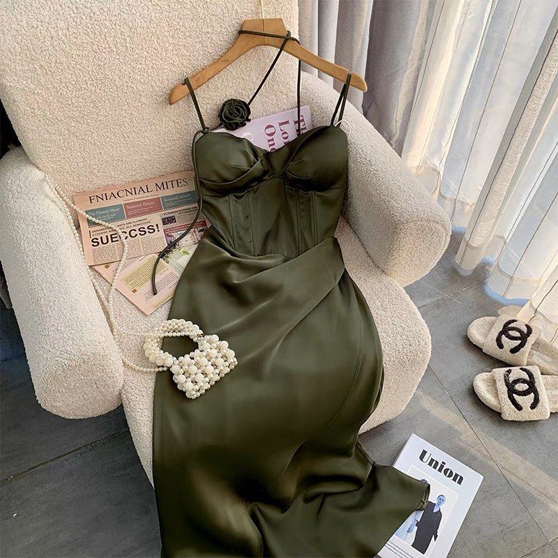 slim fit dress slacks 2-Way Short Sleeve Shirt Dress in Army Green // PerfectDD Army Green / L main image 1