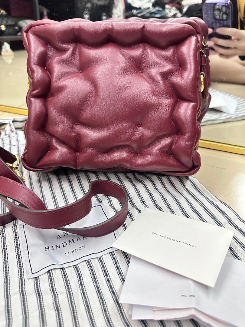 Authentic Anya Hindmarch Chubby Cube bag in Oxblood