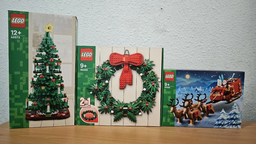 [Christmas Bundle Deal] Brand New Lego 40426 Christmas Wreath 2-in-1 &  40499 Santa's Sleigh & 40573 Christmas Tree Bundle Deal