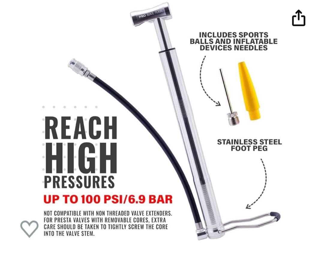 Bicycle Pump Mini floor pump, Super Fast Tire Inflation, Secure