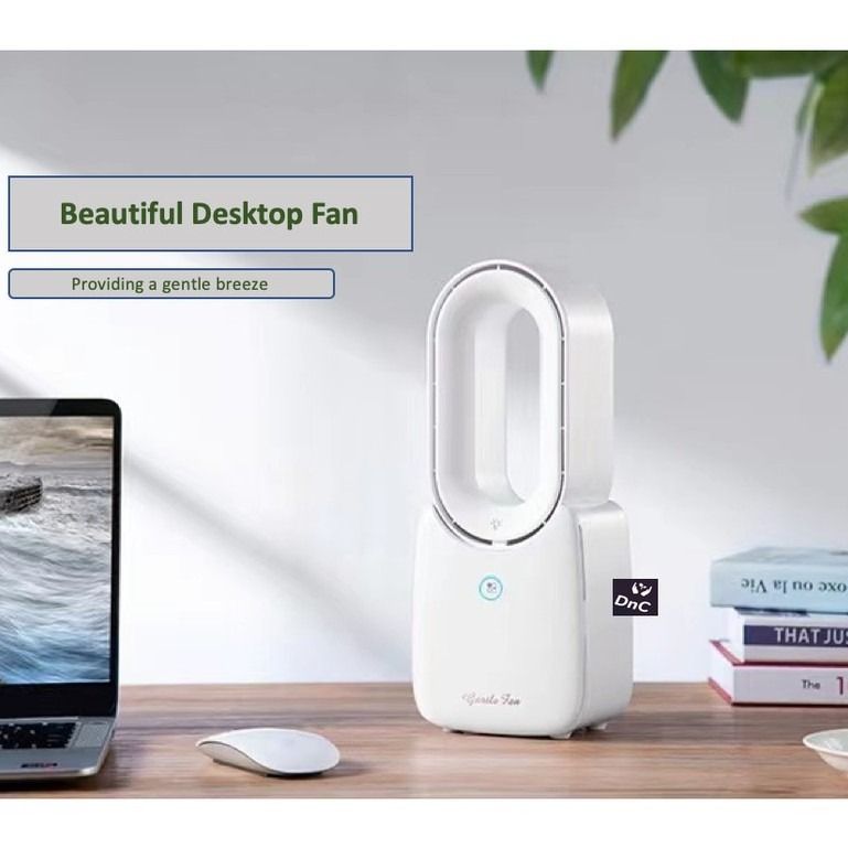 Bladeless Fan Table & Bedside Fan No Blade Fan Portable with Ambient ...
