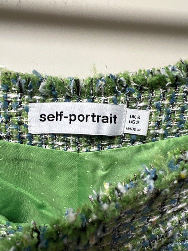 BNIB (UK6) Self-Portrait Green Boucle Skort, Women's Fashion ...