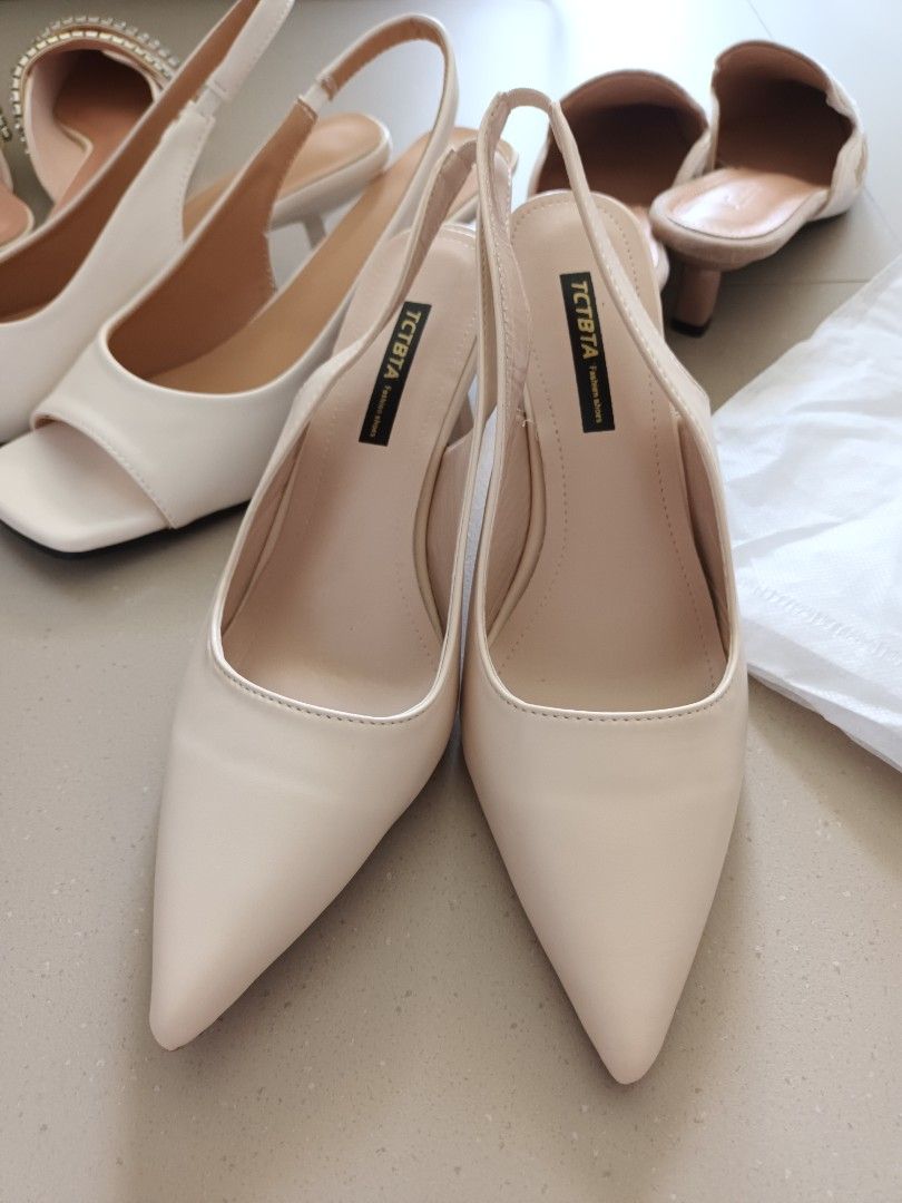 White and nude heels outlet