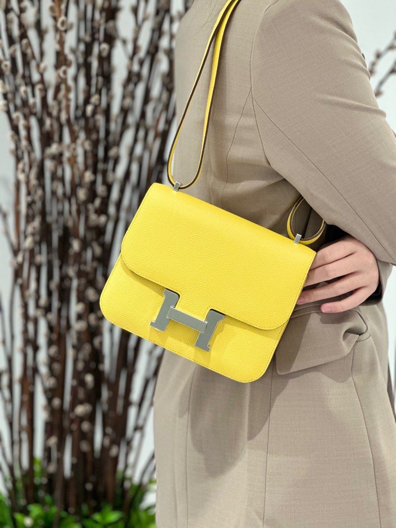 Hermes Constance 18 Mini Jaune de Naples Epsom Palladium Hardware #C -  Vendome Monte Carlo