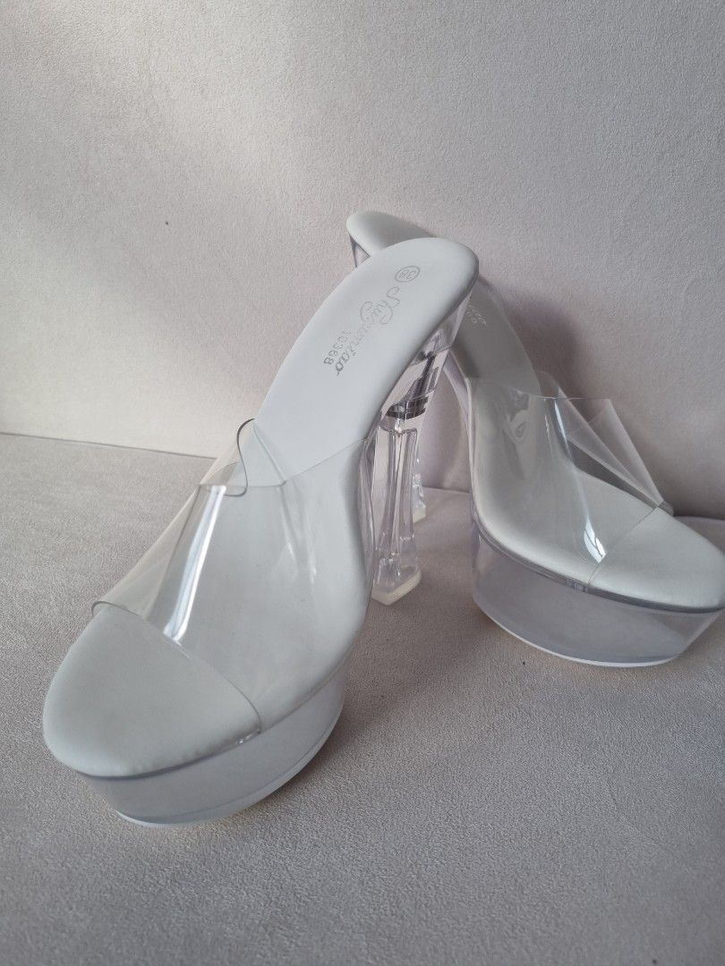White clear platform heels hotsell