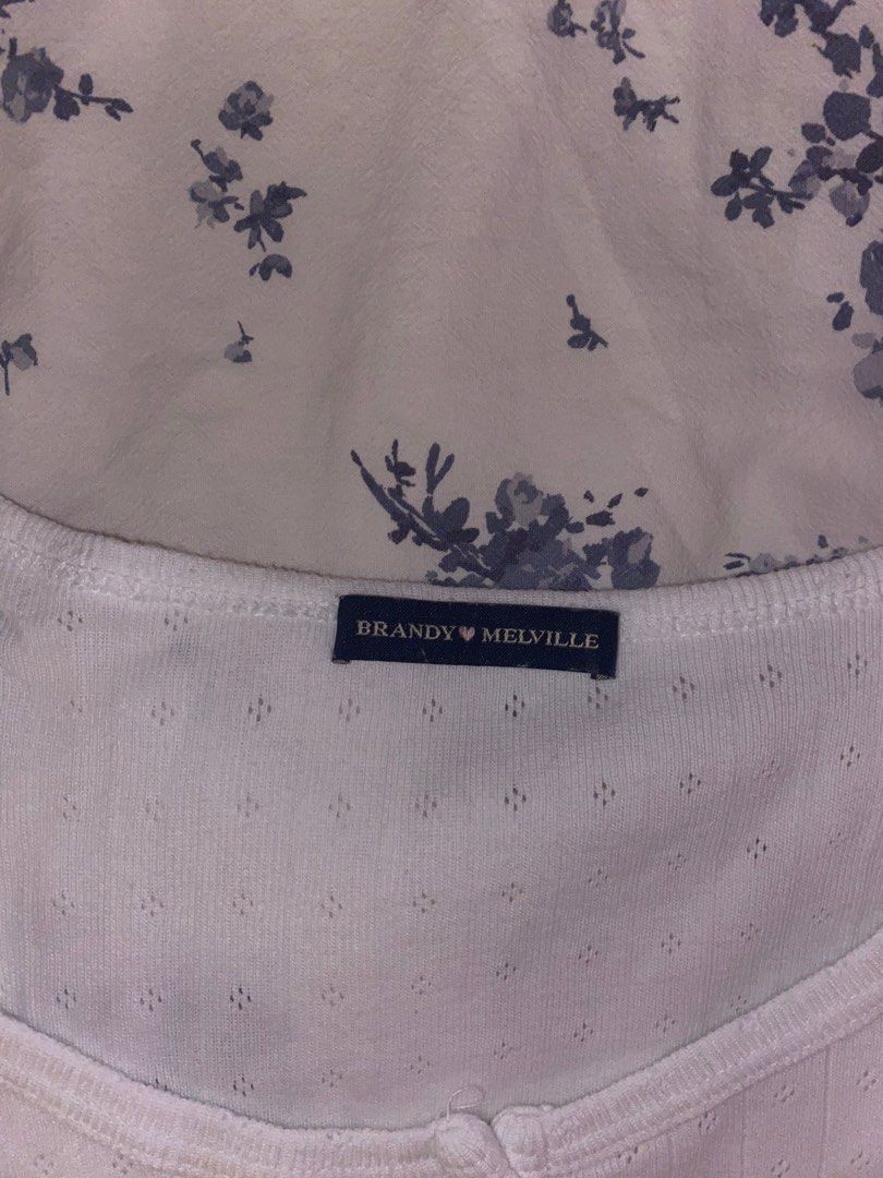 Brandy Melville Zelly Top (Eyelet and Lettuce Hem), Women's Fashion