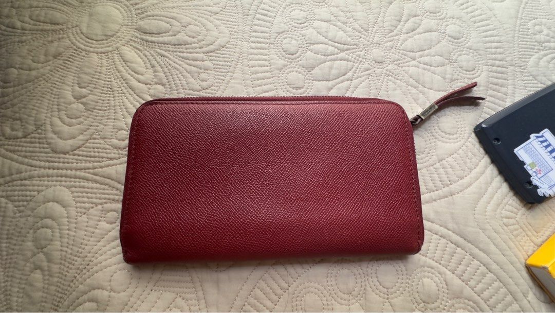 Burberry red leather wallet discount