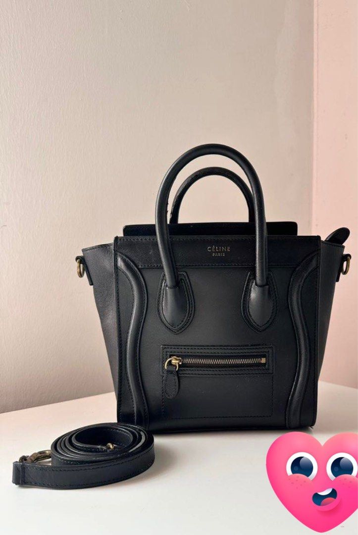 Celine nano luggage black & gold hotsell hardware