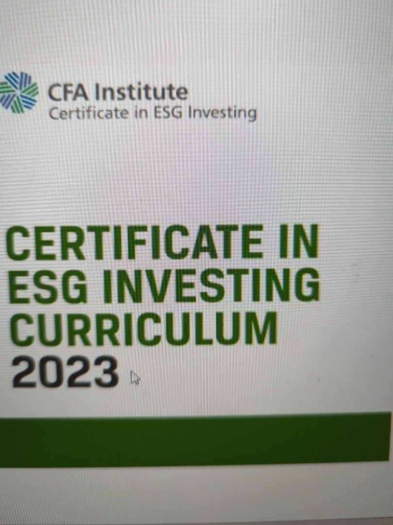 CFA Certificate in ESG Investing Notes Mock Exams Hobbies Toys