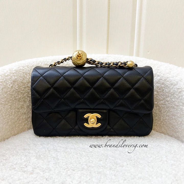 Chanel Pearl Crush Mini Rectangle Flap in Black Lambskin AGHW