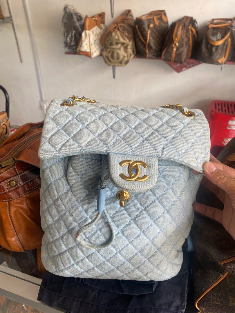 Chanel Washed Denim Quilted Large Urban Spirit Backpack