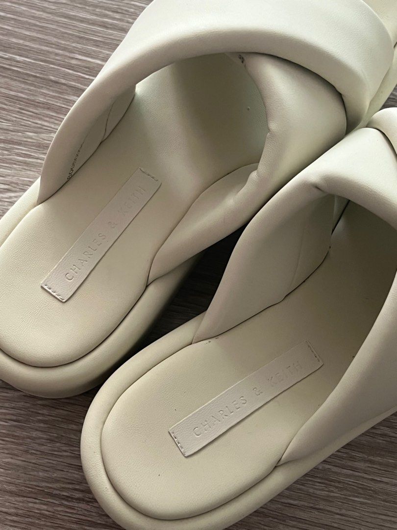 charles and keith platform sandals beige flatforms, Women's