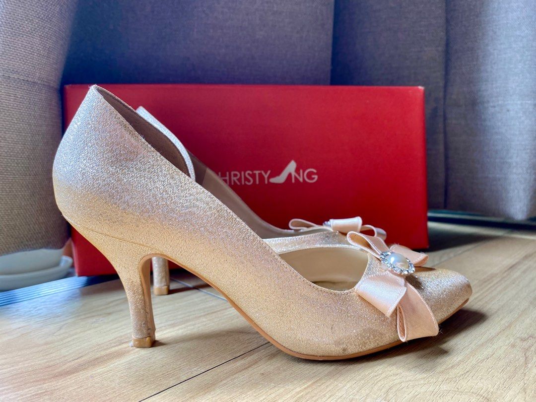Rose gold low heels shop