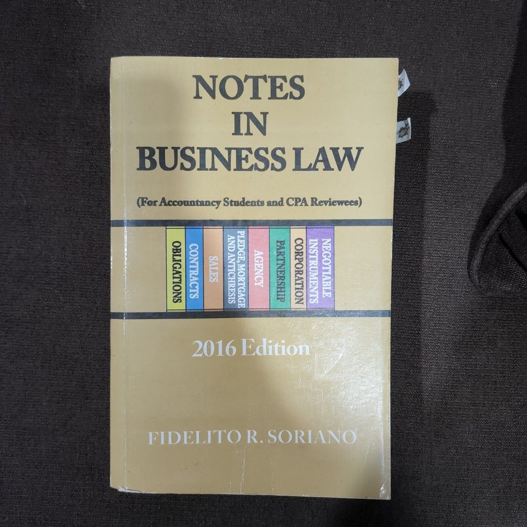 [CPALE] Accounting Books: Notes in Business Law by Soriano, Hobbies ...