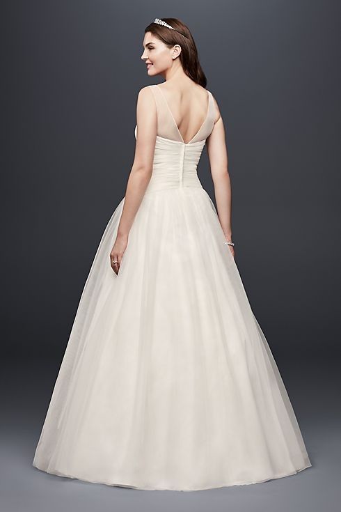 DAVID S BRIDAL COLLECTION illusion neckline organza ball gown