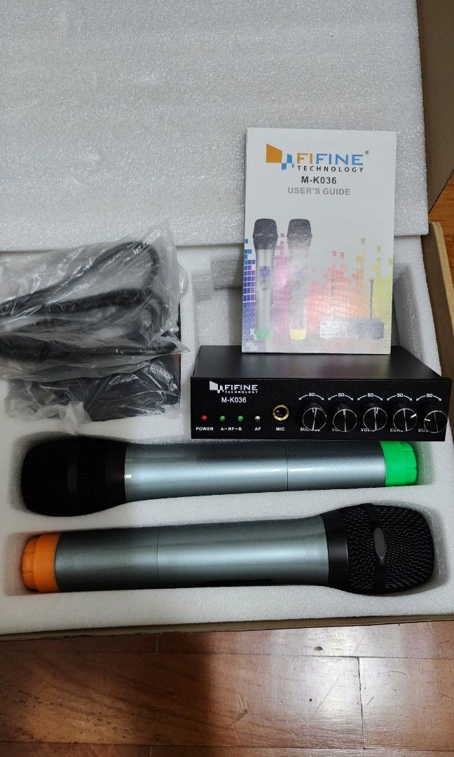 Fifine K036 dual wireless microphones system for gig, home karaoke with pa  speaker, karaoke machine