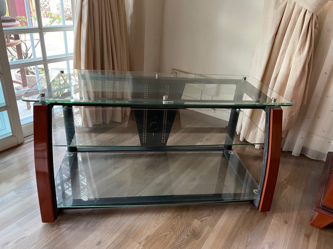 Glass TV console, Furniture & Home Living, Furniture, TV Consoles on