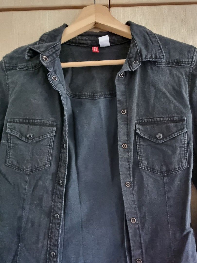 Mens black discount denim jacket h&m