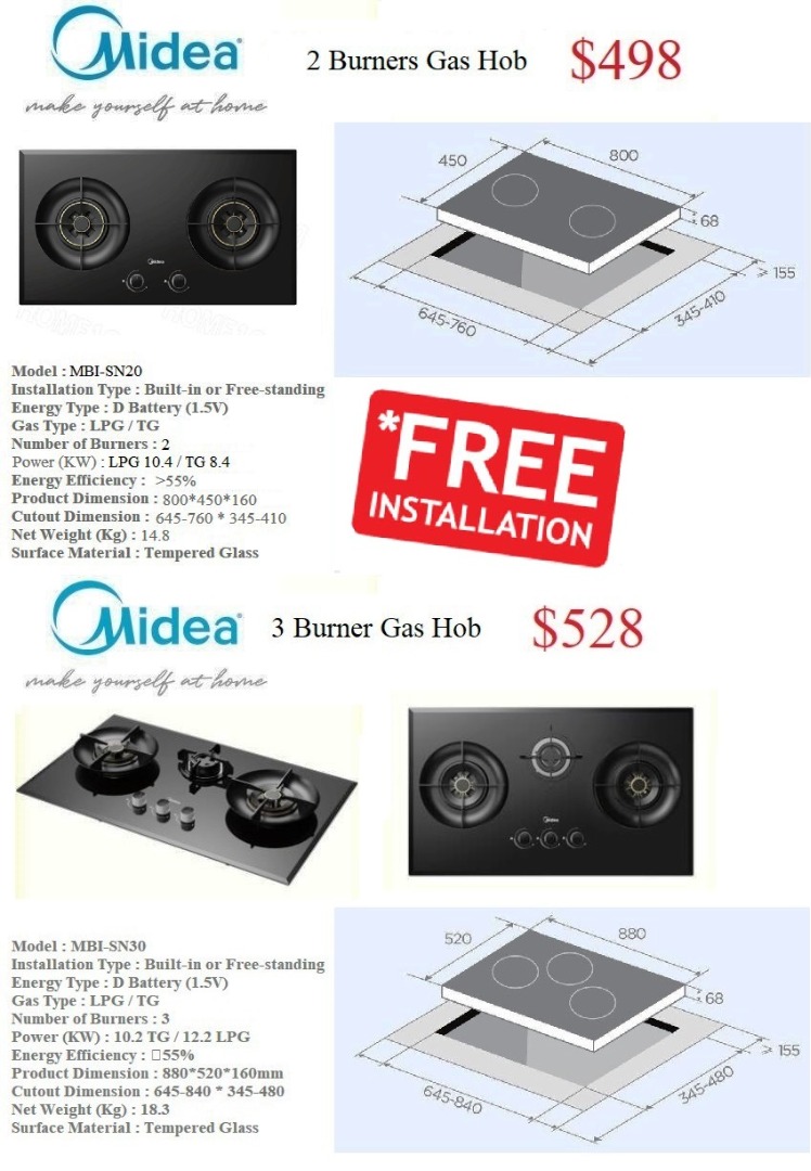 HOB/HOOD/OVEN/MIDEA/PROMOTION/RINNAI/FOTILE/TECNO/EF/ELBA/MAYER/TEKA