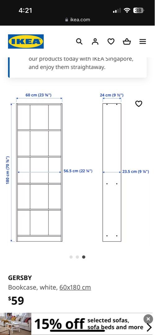 IKEA Gersby bookcase white Furniture Home Living Furniture