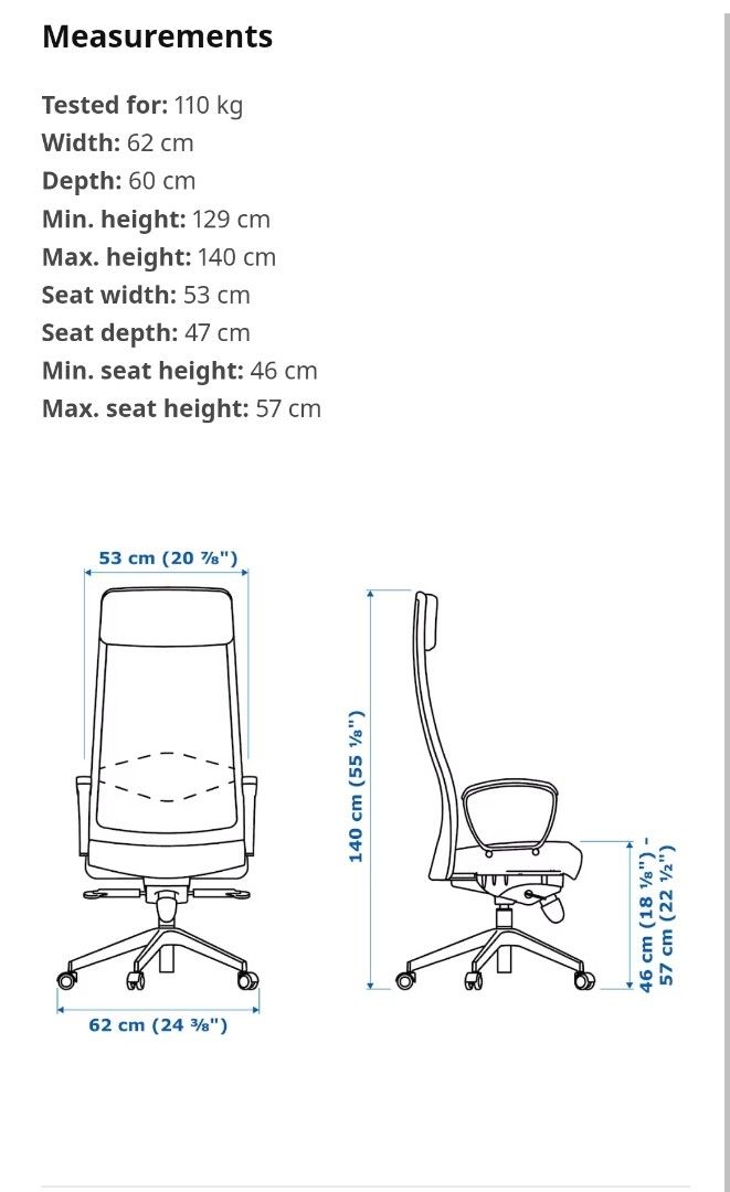 Ikea Markus Ergonomic Chair Furniture Home Living Furniture