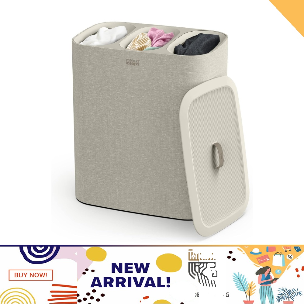 Joseph Tota Trio 90litre Laundry Hamper Separation Basket with Lid 90