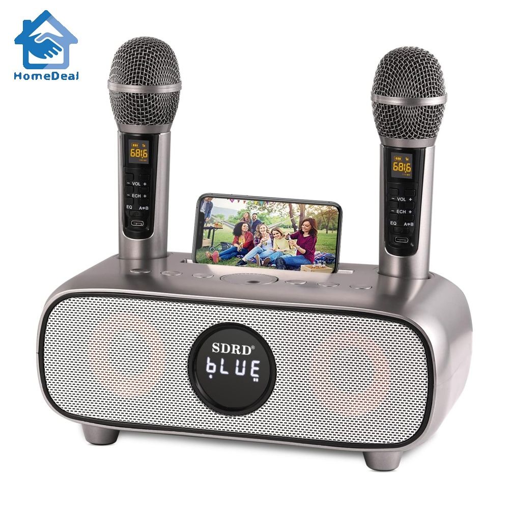 Karaoke Machine with 2 Wireless Microphones for Kids Adults