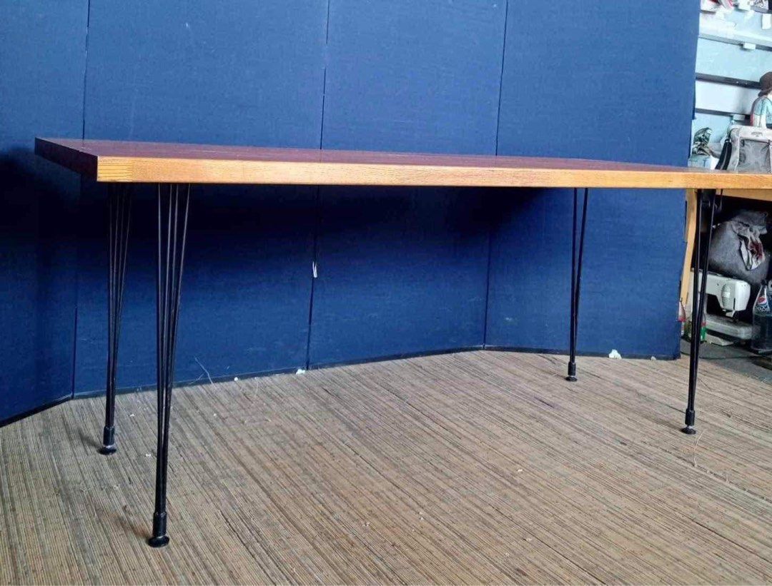 Long Dining Table 71”L x 32”W x 29”H Solid wood top Metal legs In good condition (Category: Tables & Sets) located in Manila. Submitted by Hezcki (Listing ID 1260832823, Image 2). Description: .