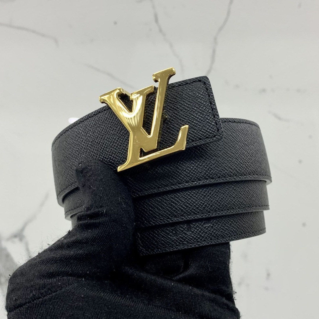 Louis Vuitton Black Leather Tilt Monogram Belt 44/90