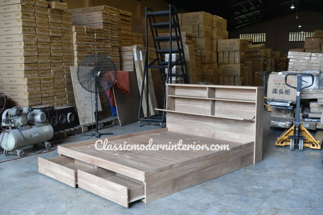 Lucerne Bed Frame with Drawers (Category: Bed Frames & Mattresses) located in Manila. Submitted by classicmoderninterior.com (Listing ID 1260860529, Image 1). Description: Lucerne Bed frame Single 36x75 ₱10800 Semi Double 48x75 ₱11800 Full Double 54x75 ₱12800 Queen 60x75 ₱13800 Available ready for delivery. CASH ON DELIVERY. Classic Modern Furniture Greenland Sumulong Highway Antipolo Rizal Beside FC Tile Depot.