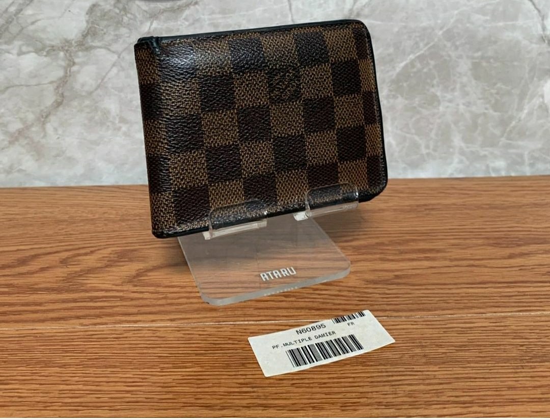 LOUIS VUITTON Brown Damier Ebene Canvas PF Multiple Bifold Wallet N60895