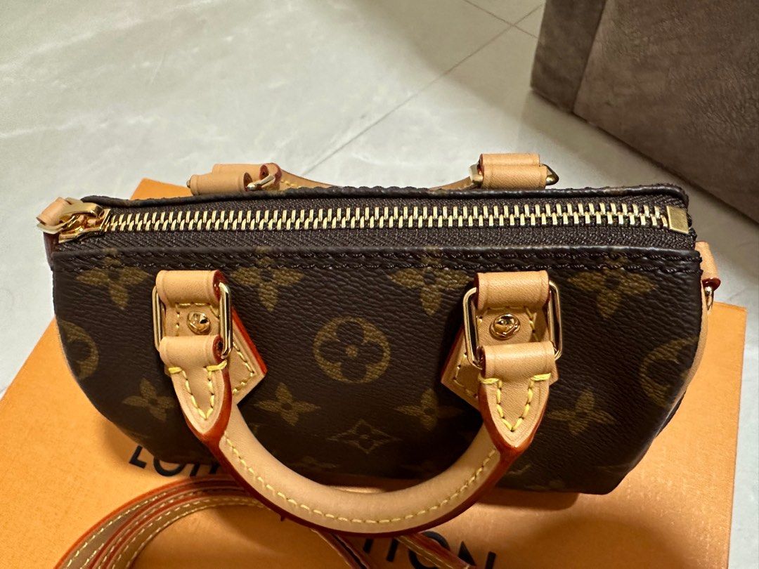 LV Nano Speedy Monogram canvas/cowhide leather trim GHW, Luxury, Bags &  Wallets on Carousell