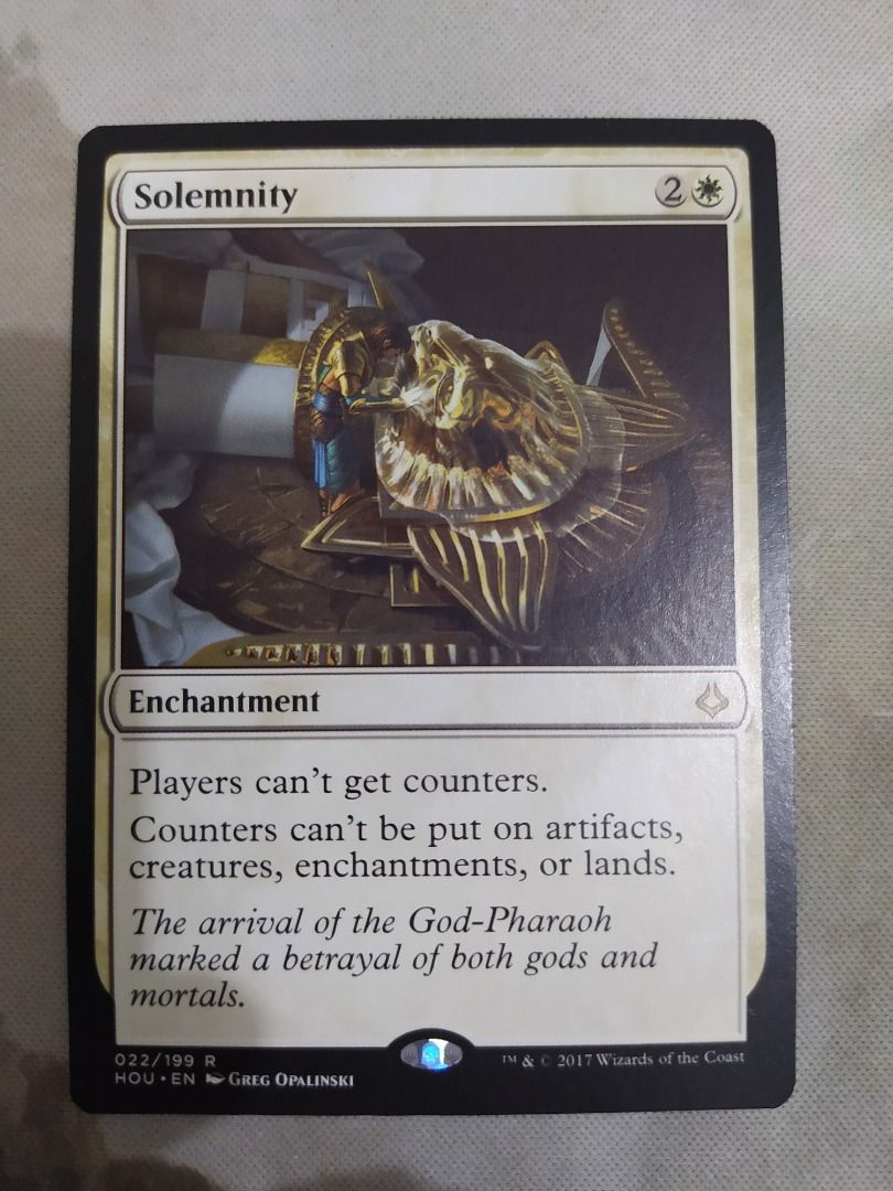 Mtg Solemnity (Hour of Devastation) Lightly Played, Hobbies & Toys