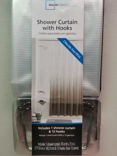 MAINSTAYS shower curtain with hooks   Black Clear modern minimalist design