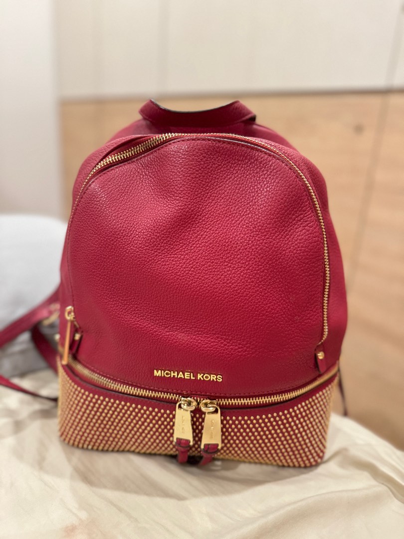 Burgundy michael hot sale kors backpack