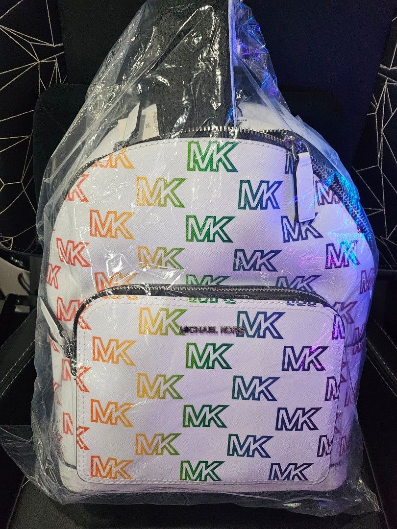 Michael Kors Cooper Commuter Medium Sling Bag Backpack Mk Rainbow Optic White