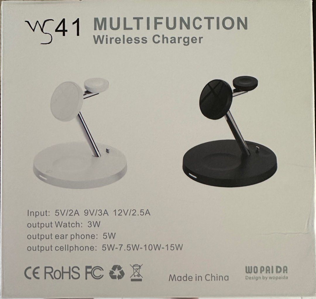 Multi-function Wireless Charging Stand (Category: Other Gadgets) located in Singapore. Submitted by captamericas (Listing ID 1260866236, Image 2). Description: Multi-function wireless charger for your Smart phone, Apple Watch & Air pods (Only in white color & *delivery inclusive).