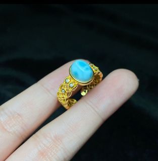 Natural Gemstone Blue Larimar Ring For Women