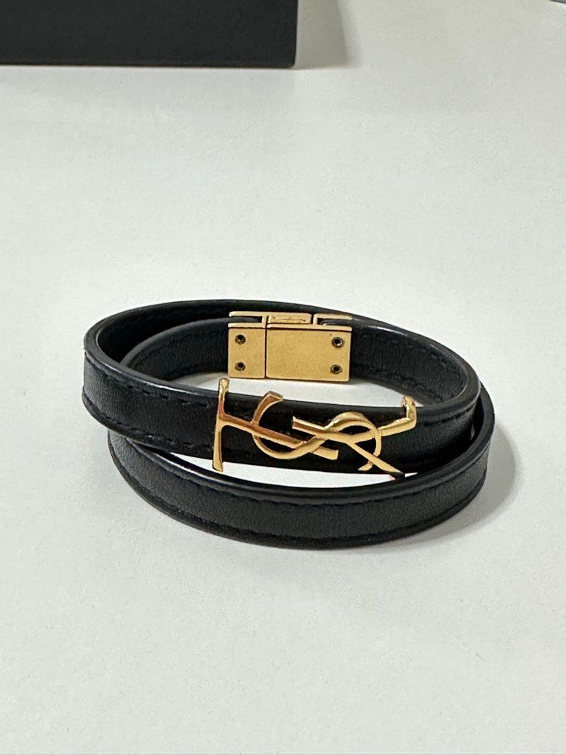 Saint Laurent Opyum Double-Loop Leather Bracelet